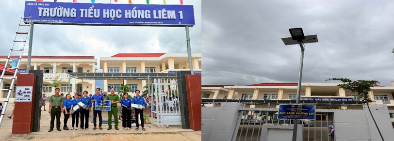 Chi đoàn Công an xã Hồng Sơn thực hiện công trình thanh niên “Ánh sáng trường em”